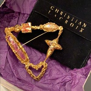 Vintage Christian Lacroix Triangle Cross Brooch